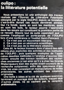 Oulipo. La littérature potentielle (Créations Re-créations Récréations).