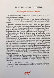 Correspondance à trois. Eté 1926.