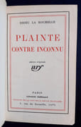 Plainte contre inconnu - par DRIEU LA ROCHELLE (Pierre) -  - Image 3