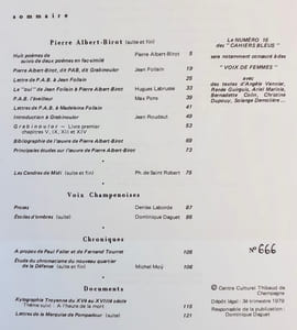 Pierre-Albert Birot I et II. Cahiers bleus: n°14 et 15, hiver-printemps-été 1979.