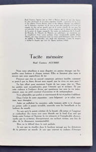 Tacite mémoire, par Raul Gustavo Aguirre – L’expression indirecte en poésie, par Francis Edeline. Le Courrier du centre international d’études poétiques, n°37-38, janvier 1962.