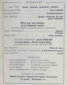 Poésie 42, n°4 juillet-septembre 1942.