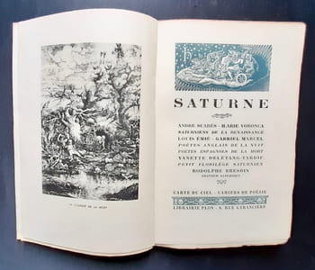 Saturne. Carte du ciel. Deuxième cahiers de poésie. 