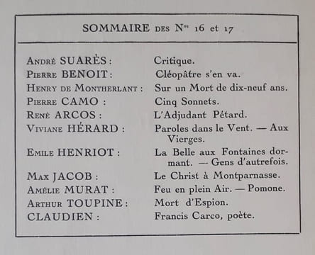 Les Ecrits nouveaux. N°16 et 17, avril-mai 1919.. SUARES (André). BENOIT (Pierre). MONTHERLANT (Henry de). CAMO (Pierre). ARCOS (René). HERARD ...
