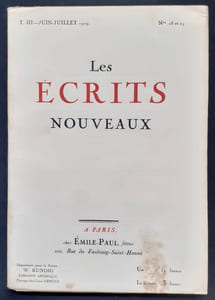 Les Ecrits nouveaux. N°18 et 19, juin-juillet 1919.