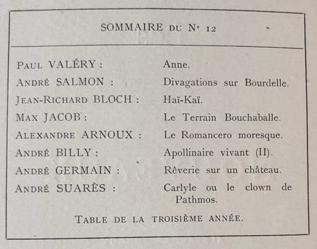 Les Ecrits nouveaux. Troisième année, n°12, décembre 1920.. JACOB (max). BILLY (André). SALMON (André). VALERY (Paul). SUARES (André). GERMAIN ...