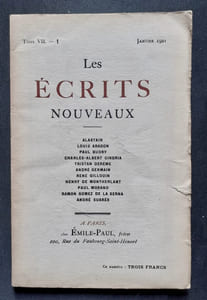 Les Ecrits nouveaux. Tome VII. n°1, janvier 1921.