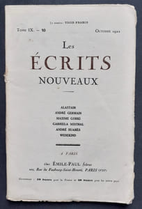 Les Ecrits nouveaux. Tome IX. N°10, octobre 1922.