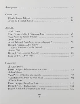 Cahiers de la bibliothèque littéraire Jacques Doucet - Numéro 1 - . DU BOUCHET (André) - CIORAN (E.M.) - SIMON (Claude) - NOEL (Bernard) - PEYRE ...