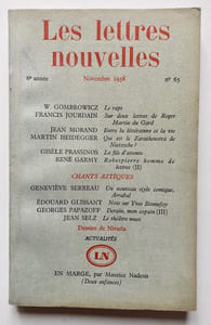 Les Lettres Nouvelles : n°65, novembre 1958.
