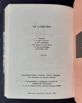 Le Lamparo. Cahier de poésie (trimestriel), n°9 à 12. Printemps 1981 - hiver 1981. . MANDELSTAM (Ossip). MAURY (Patrick). RILKE (Rainer Maria). ...