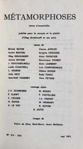 Métamorphoses. Revue trimestrielle dirigée par Oleg Ibrahimoff. N°XIII-XIV, septembre 1970.