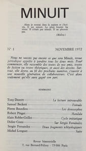 Minuit, Revue bimestrielle. N°1, novembre 1972. Bon état.