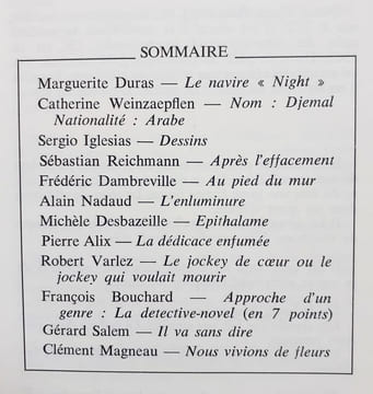 Minuit n°29. Mai 1978 -. DURAS (Marguerite). WEINZAEPFLEN (Catherine). BOUCHARD (François). SALEM (Gérard). IGLESIAS (Sergio). REICHMANN (Sébastian). ...
