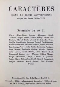 Caractères. Revue de poésie contemporaine, dirigée par Bruno Durocher. N°11.1955.
