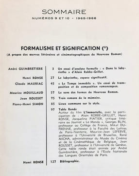 Cahiers internationaux de symbolisme: n°9-10, 1965-1966 : Formalisme et signification à propos des oeuvres littéraires et cinématographiques du ...