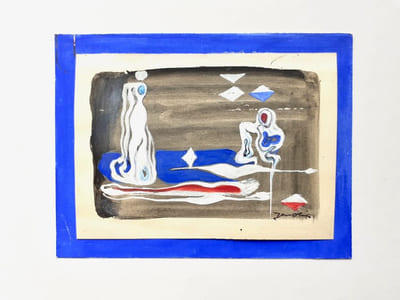 Gouache signée et dessin -
