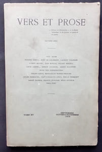 Vers et prose. Défense et illustration de la haute littérature et du lyrisme en prose et poésie. Tome XV: septembre-octobre-novembre 1908.