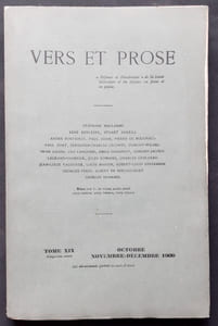 Vers et prose. Défense et illustration de la haute littérature et du lyrisme en prose et poésie. Tome XIX: octobre-novembre-décembre 1909.