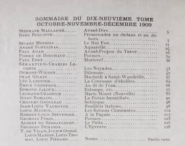 Vers et prose. Défense et illustration de la haute littérature et du lyrisme en prose et poésie. Tome XIX: octobre-novembre-décembre 1909.