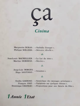 Ça cinéma. du n°1, printemps 1972 au n°7/8, mai 1975. . DURAS (Marguerite). ROBBE-GRILLET (Alain). POLLET (Jean-Daniel). BARTHES (Roland). METZ ...
