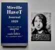 Journal 1929 - "Peut-être suis-je morte ? Suicidée il y a quelques mois.". HAVET (Mireille). 