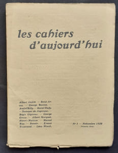 Les cahiers d’aujourd’hui: n°1, novembre 1920.