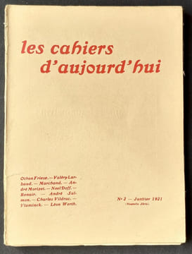 Les cahiers d’aujourd’hui: n°2, janvier 1921. . WERTH (Léon). LARBAUD (Valery). SALMON (André). VILDRAC (Charles). MORIZET (André). VLAMINCK (Maurice ...