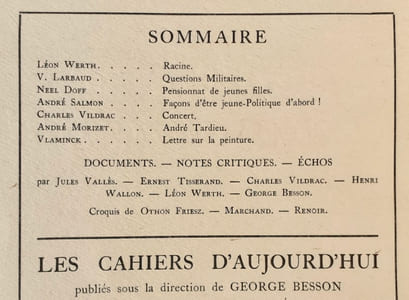 Les cahiers d’aujourd’hui: n°2, janvier 1921. 