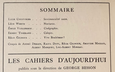 Les cahiers d’aujourd’hui: n°3, mars 1921.