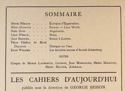 Les cahiers d’aujourd’hui: n°6, septembre 1921.
