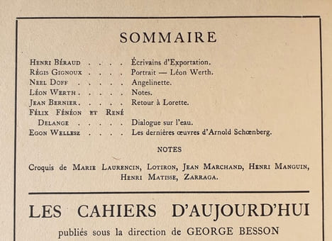 Les cahiers d’aujourd’hui: n°6, septembre 1921. . MATISSE (Henri). LAURENCIN (Marie). FENEON (Félix). DELANGE (René). ZARRAGA (Angel). WERTH (Léon). ...