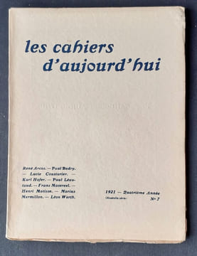 Les cahiers d’aujourd’hui: n°7, novembre 1921. . MATISSE (Henri). WERTH (Léon). LEAUTAUD (Paul). MASEREEL (Frans). MERMILLON (Marius). HOFER (Karl). ...