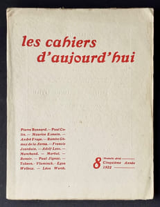 Les cahiers d’aujourd’hui: n°8, janvier 1922.
