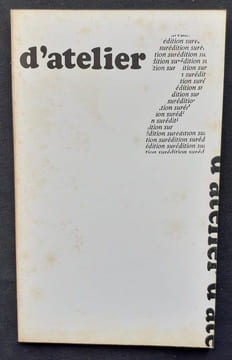 D’atelier n°2, septembre 1972. Surédition. . DOME (Philippe). NAGY (Paul). PAPP (Tibor).
