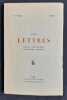 Les Lettres. Poésie. Philosophie. Littérature. Critique. Quatrième cahier, premier trimestre 1946.. REVERDY (Pierre). BELAVAL (Yvon). BEALU (Marcel). ...