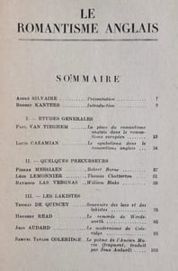 Les Lettres. Poésie. Philosophie. Littérature. Critique. Cinquième et sixième cahiers, deuxième trimestre 1946: Le romantisme anglais.
