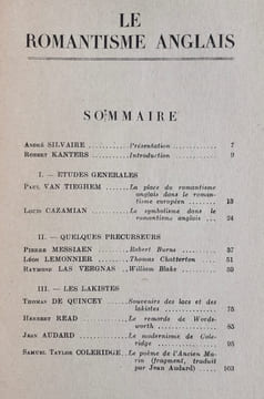 Les Lettres. Poésie. Philosophie. Littérature. Critique. Cinquième et sixième cahiers, deuxième trimestre 1946: Le romantisme anglais.. BALFORT ...