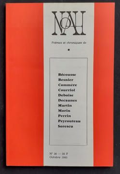 Noah. N°20, octobre 1985.. COMMERE (Pascal). BECOUSSE (Raoul). SORESCU (Marin). DECAUNES (Luc). DEBOISE (Eve). MORIN (Alain). MARTIN (Yves). ...