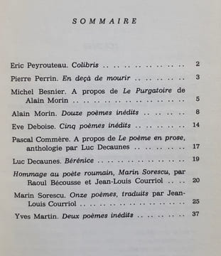 Noah. N°20, octobre 1985.. COMMERE (Pascal). BECOUSSE (Raoul). SORESCU (Marin). DECAUNES (Luc). DEBOISE (Eve). MORIN (Alain). MARTIN (Yves). ...