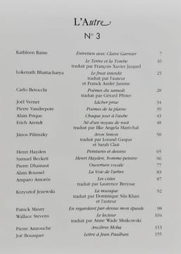 L’Autre, cahiers semestriels n°3, décembre 1991. . CAMUS (Michel). PARA (Jean-Baptiste). ARENDT (Erich). VERNET (Joël). BHATTACHARYA (Lokenath). ...