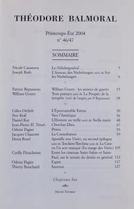 Théodore Balmoral, revue de littérature n°46/47, printemps-été 2004.