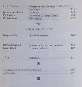 Théodore Balmoral, revue de littérature n°46/47, printemps-été 2004.