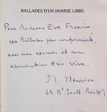 Ballades d'un homme Libre.. HENRION (Maurice).