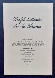 Profil littéraire de la France. N°12, août-novembre 1954.