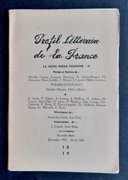 Profil littéraire de la France. N°18-19, décembre 1955-avril 1956 : La jeune poésie féminine.. CARTIER-BRESSON (Nicole). DESNOUES (Lucienne). CORAINE ...