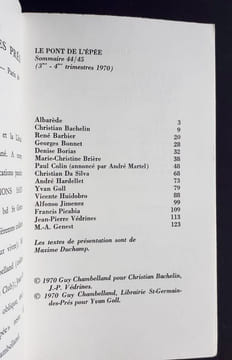 Le Pont de l'épée : n°44/45, 1970. . BACHELIN (Chrisstian). BARBIER (René). COLIN (Paul). DA SILVA (Christian). HARDELLET (André). GOLL (Yvan). ...