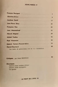 Le Pont de l'épée : n°30, 1965. Jeune poésie IV.