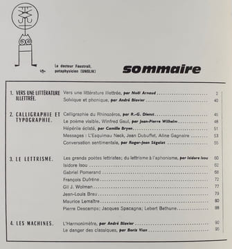 Littérature illetrée ou la littérature à la lettre. Bizarre n°32-33. . ARNAUD (Noël). CARADEC (François). LEMAITRE (Maurice). FERDIERE (Gaston). ...