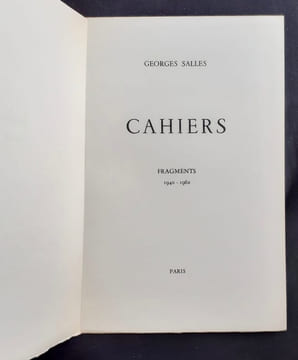 Cahiers. Fragments, 1940-1962. . SALLES (Georges).
